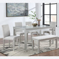 Gdfstudio Elmsley 6 Piece Classic Wooden Dining Table Set With 4 Upholstered Chairs And Bench