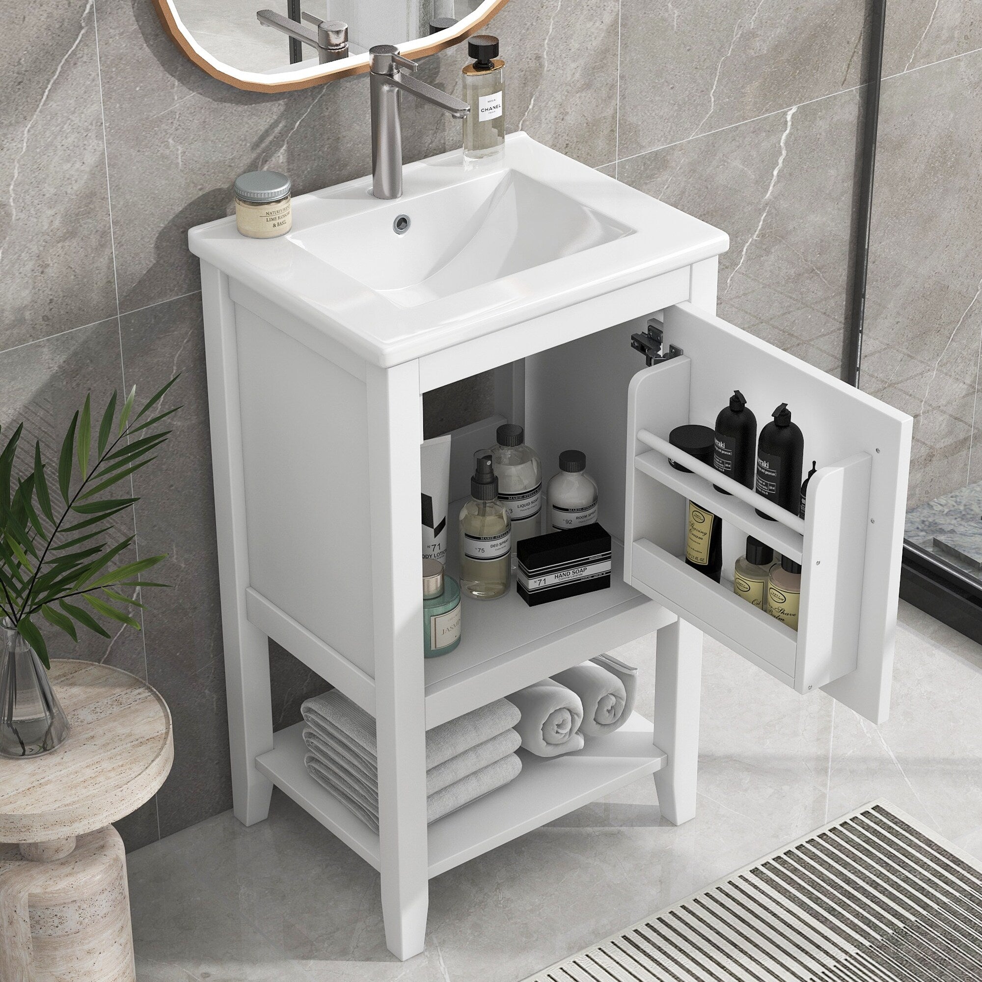 Gdfstudio Ethan Caldwell Compact Freestanding Bathroom Vanity With Smart Storage