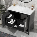 Gdfstudio Everett Langley 36 Inch Modern Freestanding Bathroom Vanity With Ceramic Sink 36