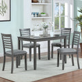 Gdfstudio Fairhaven 5 Piece Transitional Rectangular Wooden Dining Table Set With 4 Upholstered Chairs