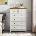 Gdfstudio Farmhouse Modern 6 Drawer Dresser Cabinet With Metal Slides And Vintage Handles