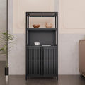 Gdfstudio Freestanding 52 Tall Bamboo Bathroom Storage Cabinet With Dual Doors Open Shelves For Versatile Home Use