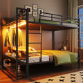 Gdfstudio Full Size Metal Bunk Bed With Led Storage Shelves Hooks