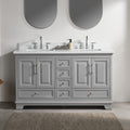 Gdfstudio Fully Assembled Freestanding Bathroom Vanity With Artificial Stone Top Dual Ceramic Sink Soft Close Storage 60