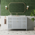 Gdfstudio Fully Assembled Freestanding Bathroom Vanity With Engineered Carrara Marble Top Ceramic Sink Soft Close Storages