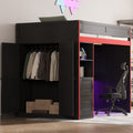 Gdfstudio Wooden Loft Bed With Led Desk Usb Ports And Dual Storage Drawers
