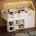 Gdfstudio Glowstep Wooden Low Loft Bed With Staircase Storage And Led Lights