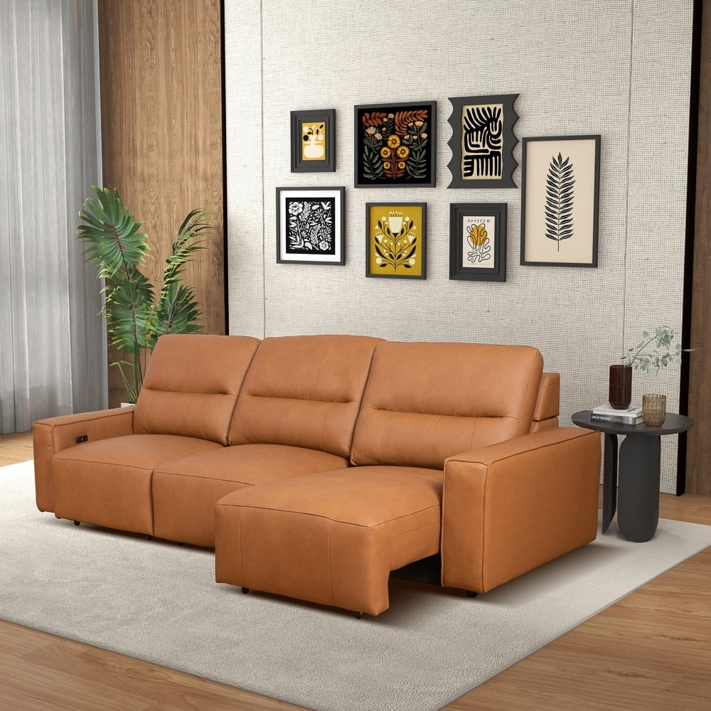 Gdfstudio Grant Top Grain Leather Triple Power Convertible Sofa