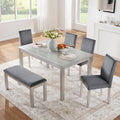 Gdfstudio Hamilton 6 Piece Classic Rectangular Crystal Wooden Dining Table Set With 4 Upholstered Chairs And 1 Bench