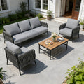 Gdfstudio Hand Woven Rope Outdoor Patio Set With Ergonomic High Load Bearing Design