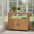 Gdfstudio Harbor Outdoor Solid Fir Wood Storage Bar Table With Slatted Design