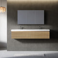 Gdfstudio Harrison 72 Inch Floating Double Bathroom Vanity With Solid Surface Basins And Fluted Storage Drawers