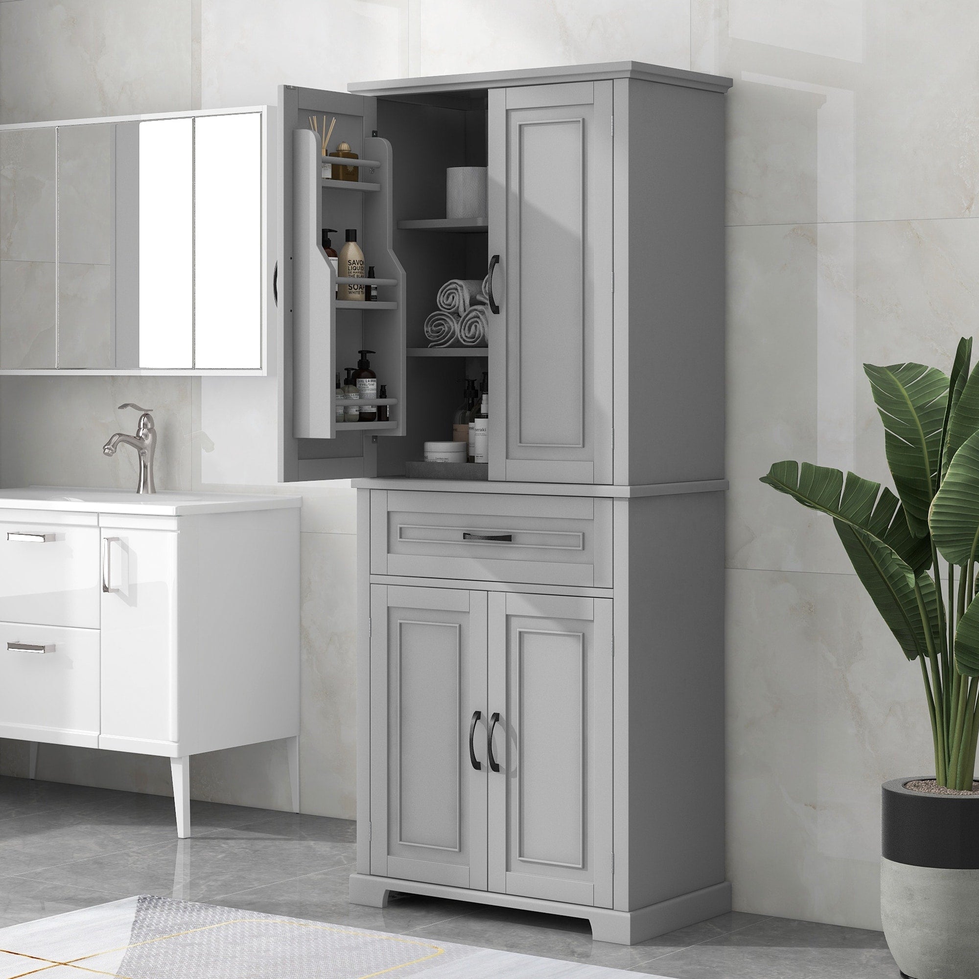 Gdfstudio Harrison Tall Multi Functional Storage Cabinet