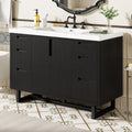 Gdfstudio Hawthorne Freestanding 47.2 Bathroom Vanity With Integrated Basin Adjustable U Shaped Shelf Soft Close Drawers
