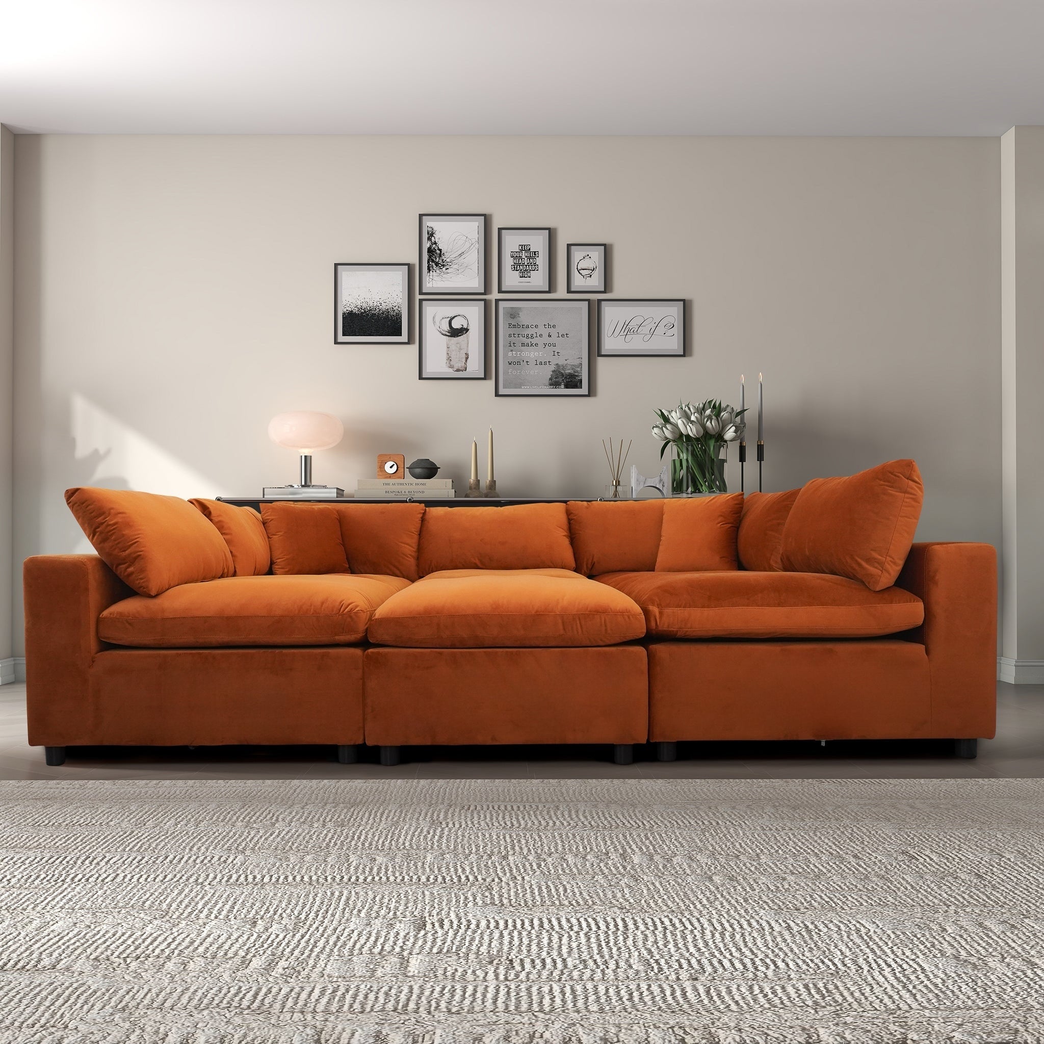 Gdfstudio Hayward Velvet 6 Seater Modular Sectional Sofa