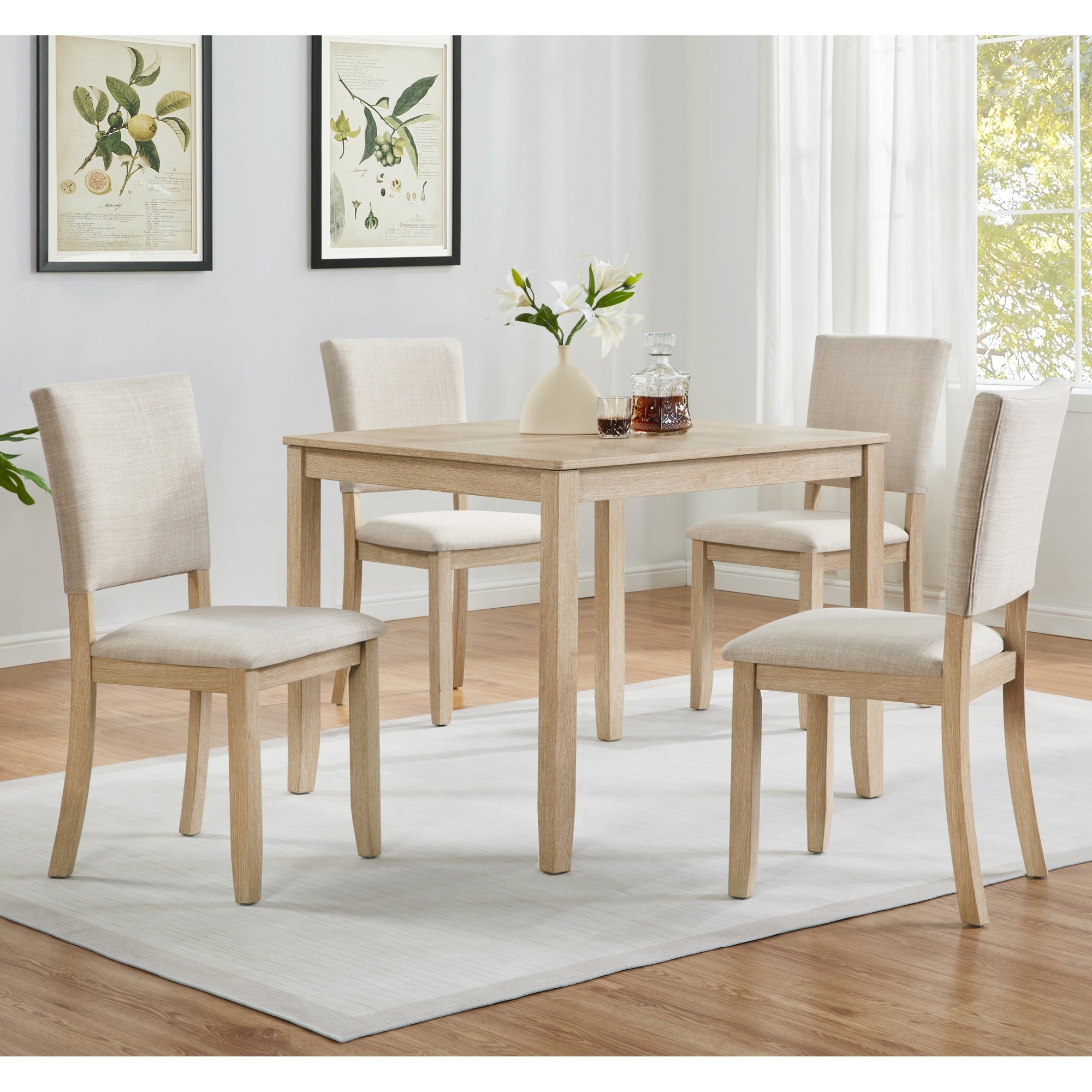 Gdfstudio Ironvale 5 Piece Modern Square Dining Table Set With 4 Upholstered Chairs