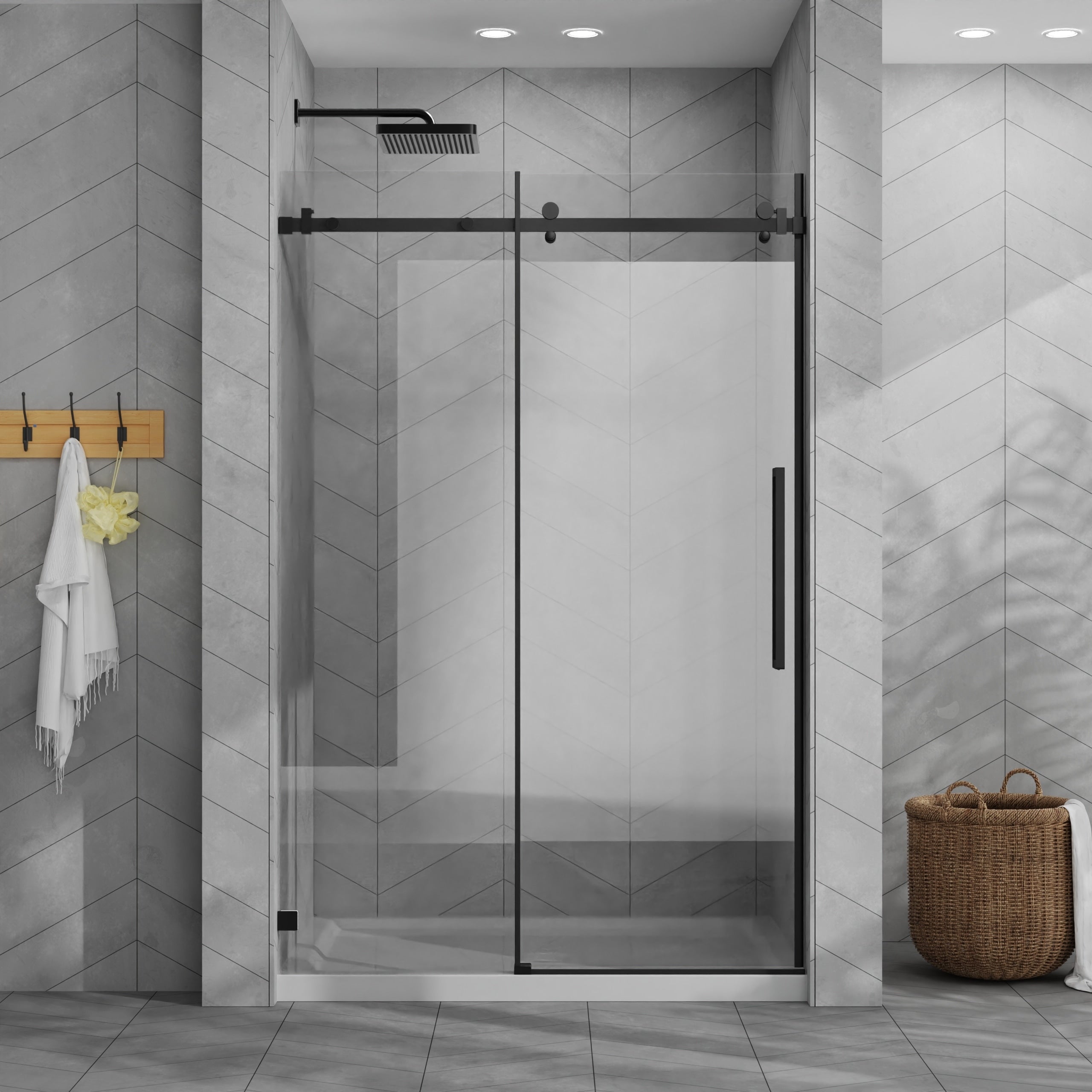 Gdfstudio Julianne Frameless Sliding Shower Door Kit With Acrylic Base And Adjustable Fit Design