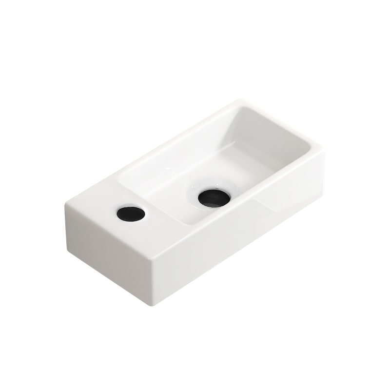 Gdfstudio Kairo 18 Modern Ceramic Wall Hung Cloakroom Basin Sink With Rectangular Basin Without Tap And Drain