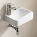Gdfstudio Kairo Compact Modern Ceramic Wall Mounted Vessel Sink With Integrated Towel Bar Included Faucet And Drain