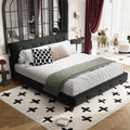 Gdfstudio King Size Chenille Platform Bed With Tufted Headboard Design
