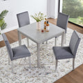 Gdfstudio Kingsley 5 Piece Classic Crystal Design Square Wooden Dining Table Set With 4 Upholstered Chairs
