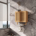 Gdfstudio Kyoto 19.68 Wide Solid Bamboo Wood Wall Mounted Cabinet With Storage Shelf Towel Rack For Versatile Home Use