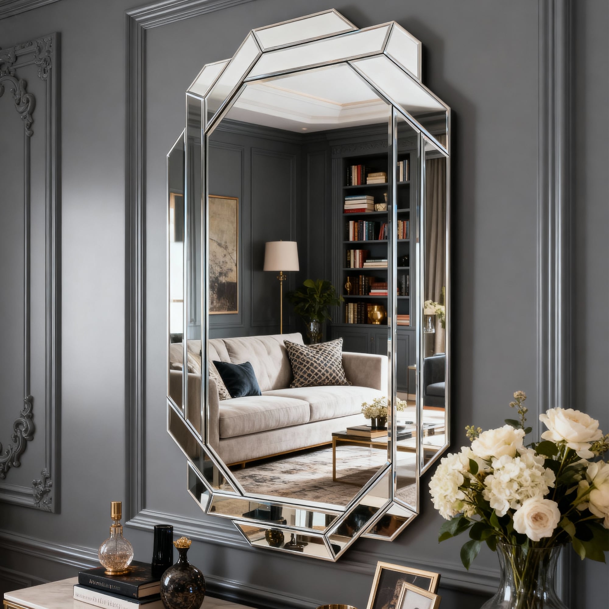 Gdfstudio Large Frameless Beveled Rectangular Wall Mirror 35.8 X 23.8 Inch