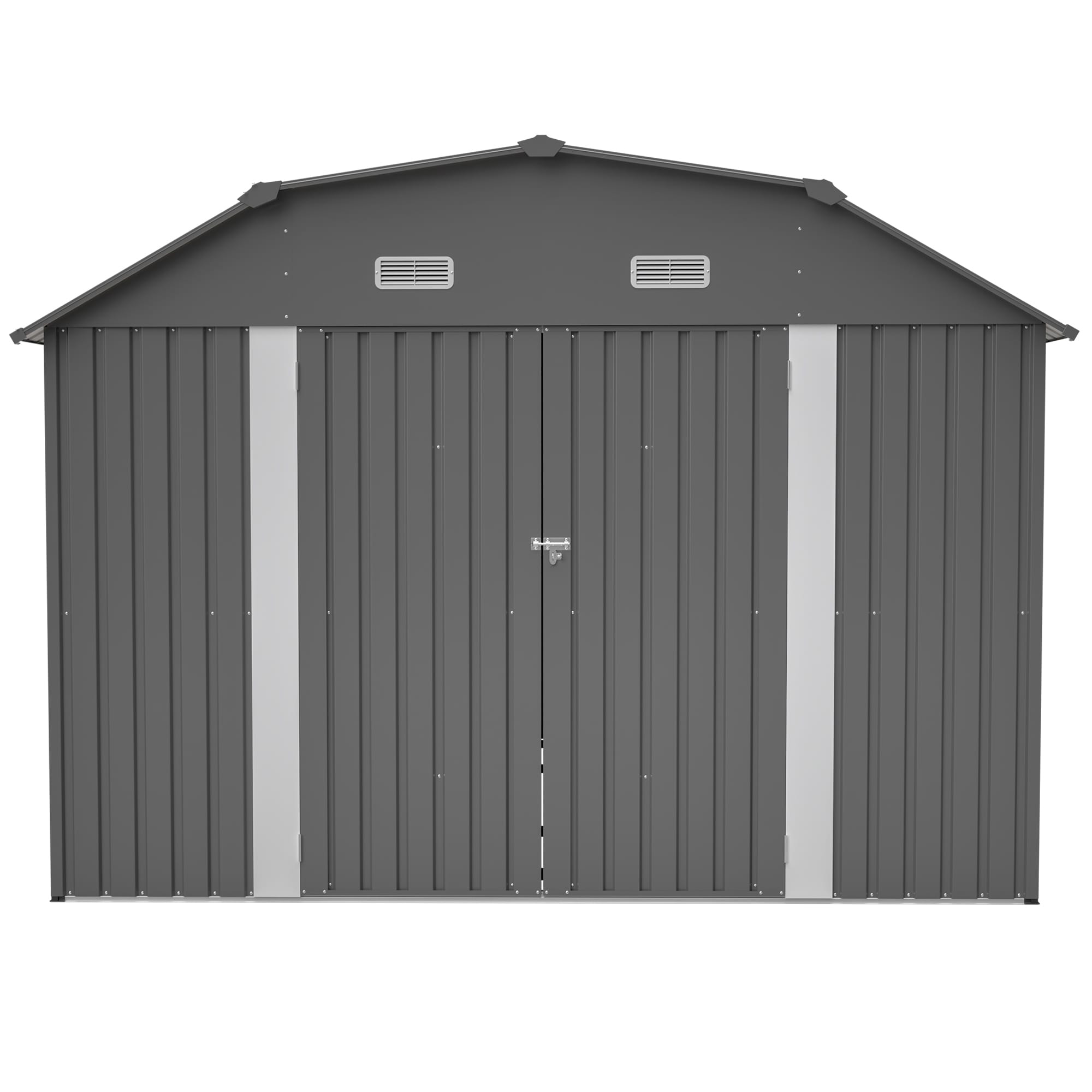 Gdfstudio Large Heavy Duty Rust Resistant Metal Tool Shed Storage With Floor Frame Lockable Doors For Easy Access