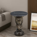 Gdfstudio Leopard Head Accent End Table Resin Animal Statue With Faux Marble Tabletop