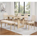 Gdfstudio Light Oak Modern 6 Piece Rectangular Dining Table Set With Upholstered Chairs And Bench