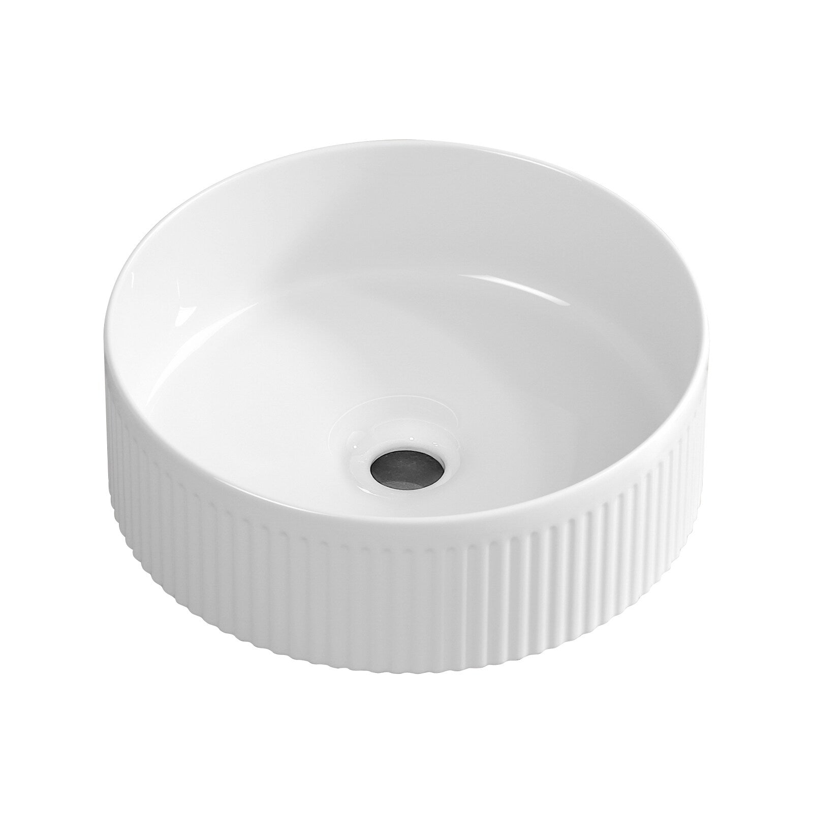 Gdfstudio Lio Modern Textured Ceramic Round Vessel Sink With Above Counter Design 14 W