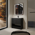 Gdfstudio Lisbon Modern Minimalist Freestanding Bathroom Vanity Cabinet With Ceramic Sink Soft Close Doors Open Shelf
