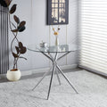 Gdfstudio Luminara Modern Contemporary 35.4 Round Tempered Glass Dining Table With Metal Frame And Sculptural Base 35.43 L