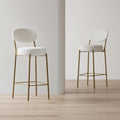 Gdfstudio Lunara Modern Velvet Upholstered Bar Height Bar Stool With Gold Metal Legs Backrest Footrest Set Of 2 41.34 H