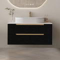 Gdfstudio Luxury 36 Floating Freestanding Sintered Stone Bathroom Vanity With Ceramic Vessel Sink Soft Close Drawers