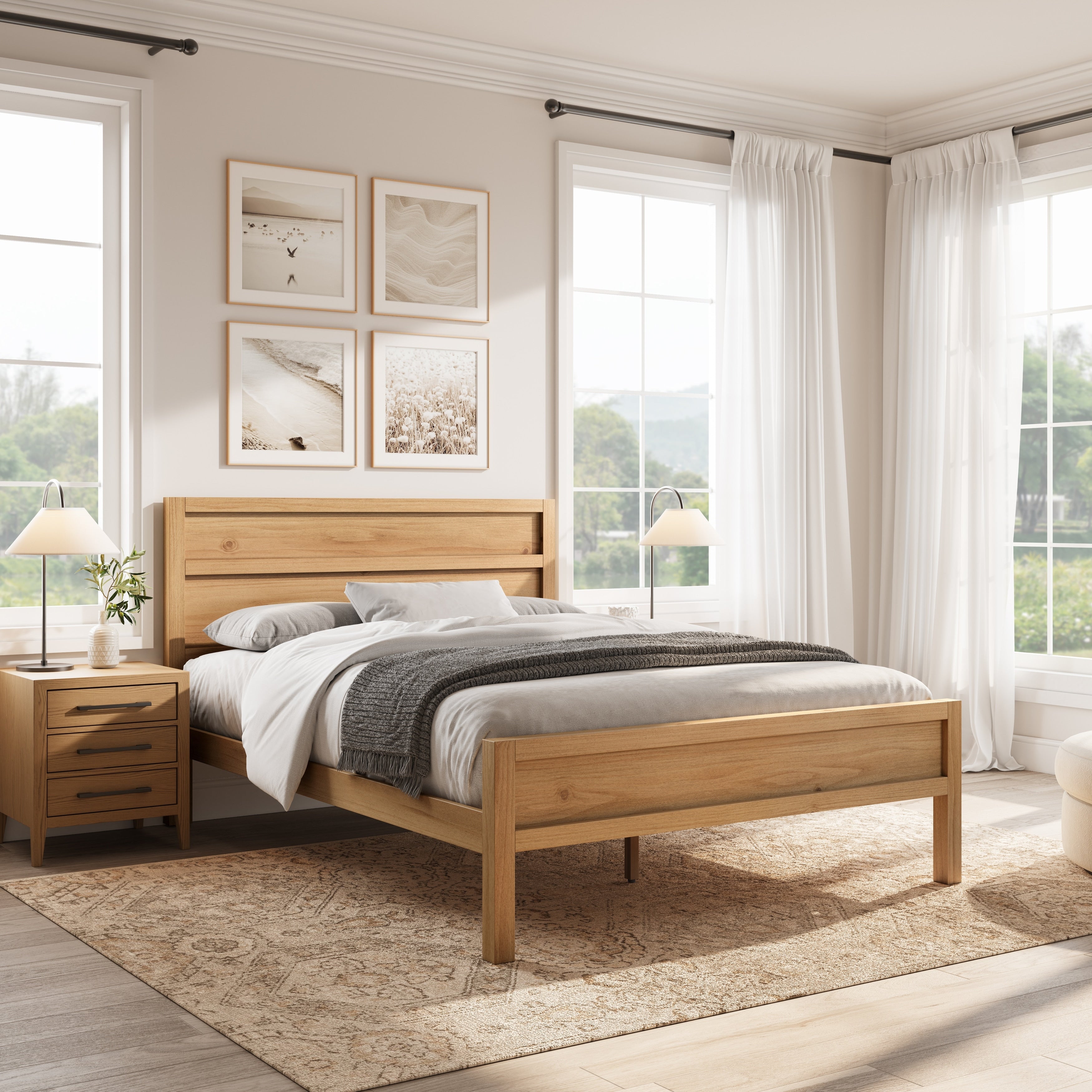 Gdfstudio Maddox Modern Wood Panel Bed With Slat System