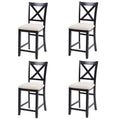 Gdfstudio Maison Modern Linen Upholstered Wooden Counter Height Dining Chairs Set Padded Seat Non Slip Feet Pads Set Of 4