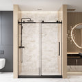 Gdfstudio Mason Modern Frameless Single Sliding Shower Door With Explosion Proof Safety Film And Silent Square Track System