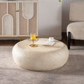 Gdfstudio Mid Century Faux Stone Mgo Round Coffee Table With Sculptural Base