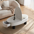 Gdfstudio Mid Century Modern Oval Coffee Table With Faux Marble Top And Hidden Drawer Storage