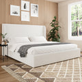 Gdfstudio Minimalist Upholstered Platform Bed Frame With Wingback Headboard Hydraulic Lift Up System No Box Spring Needed