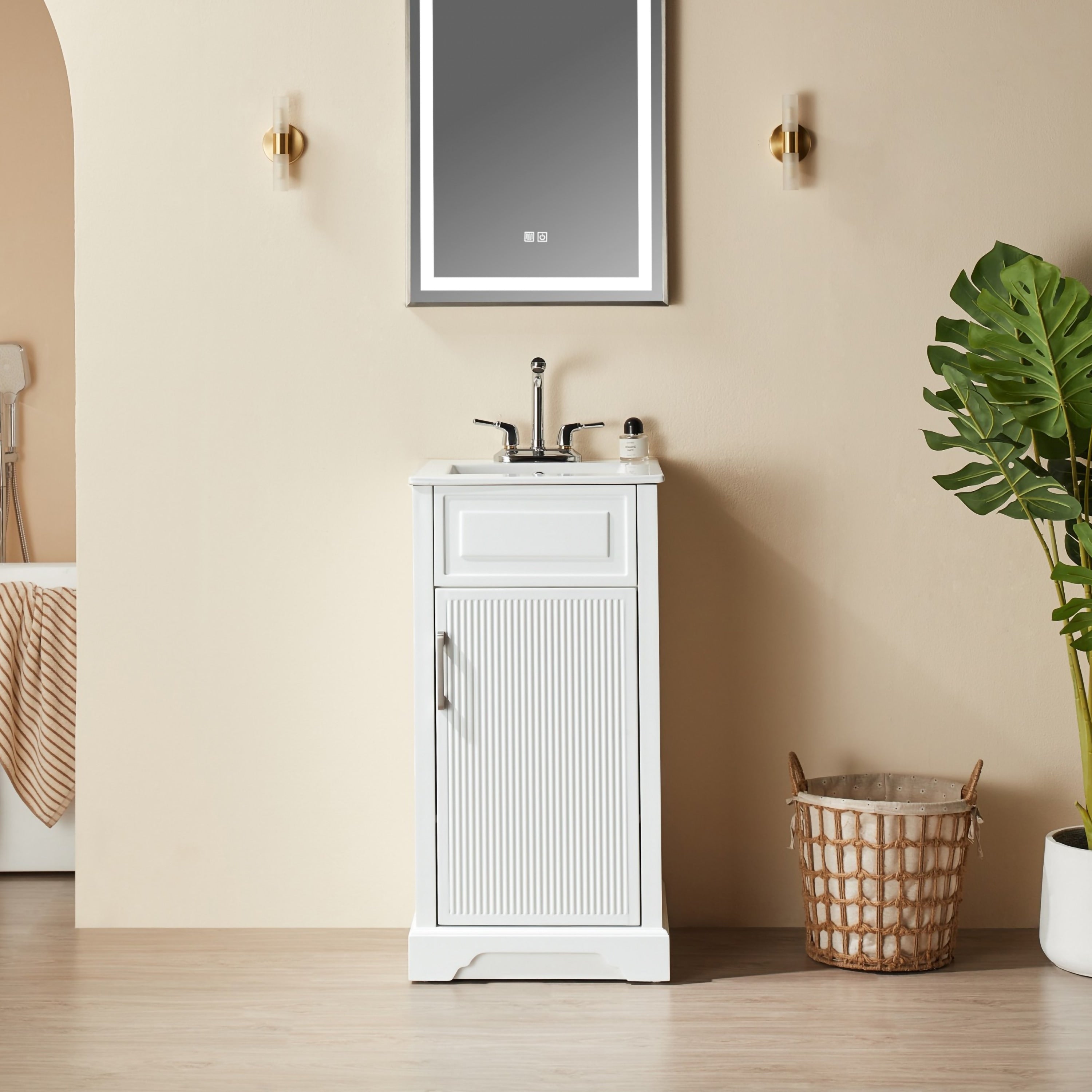 Gdfstudio Modern 18 Wood Freestanding Bathroom Vanity With Ceramic Top And Soft Close Drawer Fully Assembled