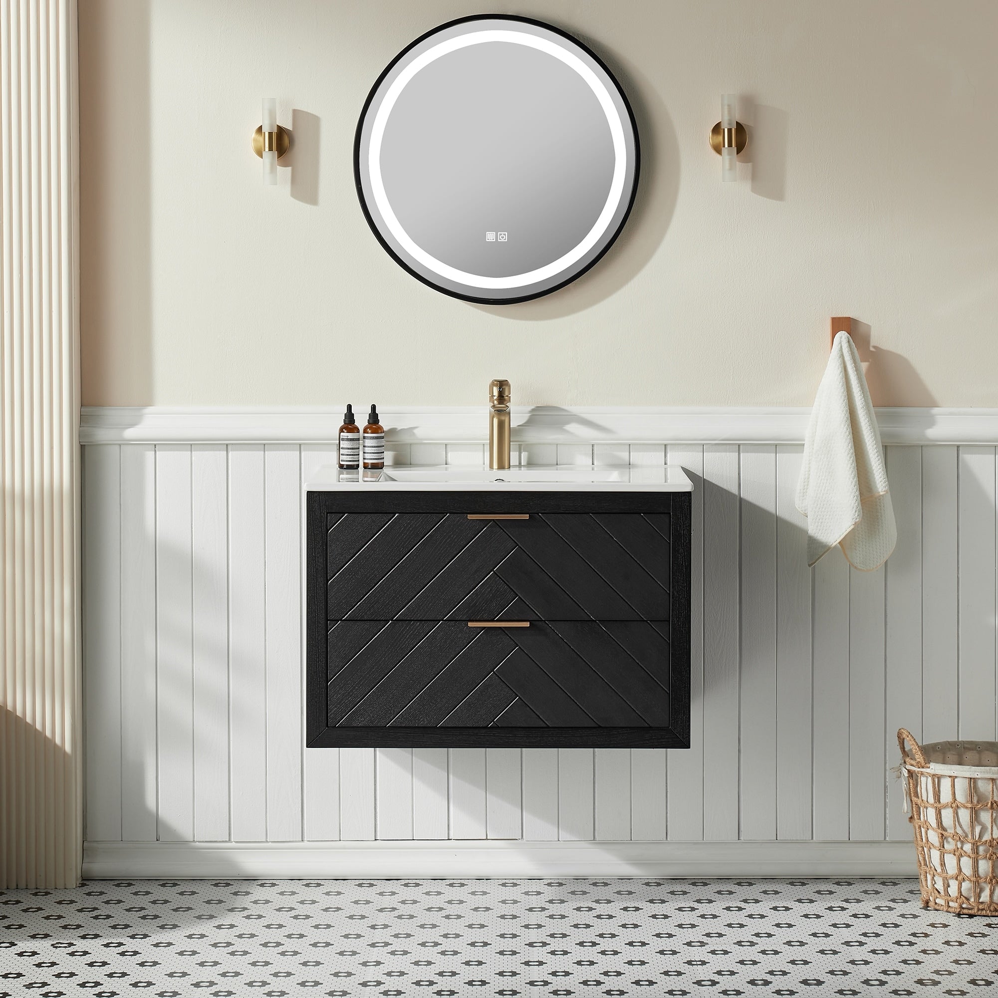 Gdfstudio Modern 30 Freestanding Bathroom Vanity With Engineered Carrara Marble Top Integrated Sink Fully Assembled