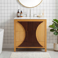 Gdfstudio Modern 30 Freestanding Fluted Bathroom Vanity With Integrated Ceramic Sink Soft Close Storages Adjustable Shelf