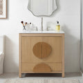 Gdfstudio Modern 30 Freestanding Fluted Bathroom Vanity With Integrated Ceramic Sink Soft Close Storages Adjustable Shelf