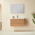 Gdfstudio Modern 36 Wall Mounted Floating Bathroom Vanity With Integrated Ceramic Basin Soft Close Drawers Fully Assembled