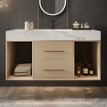 Gdfstudio Modern 39.4 Wall Mounted Floating Sintered Stone Bathroom Vanity With Seamless Ceramic Sink Soft Close Drawers