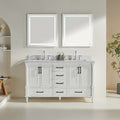 Gdfstudio Modern 60 Freestanding Bathroom Vanity With Dual Engineered Carrara Marble Fully Assembled