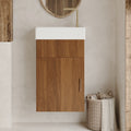 Gdfstudio Modern Compact 16.5 Floating Wall Mounted Bathroom Vanity With Intergrated Ceramic Basin Soft Close Door