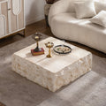 Gdfstudio Modern Faux Stone Square Coffee Table With Mgo Construction No Assembly